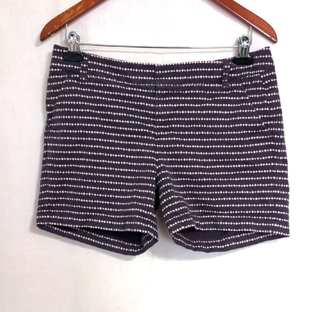 Caslon Gray and Cream Dot Cotton Blend Shorts Size 8